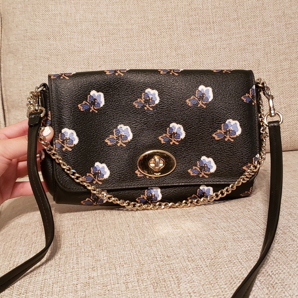 Blue Floral Coach Crossbody